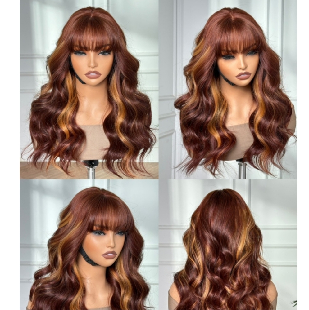 Color Layer Bouncy Wavy  Fringe Wig 18"